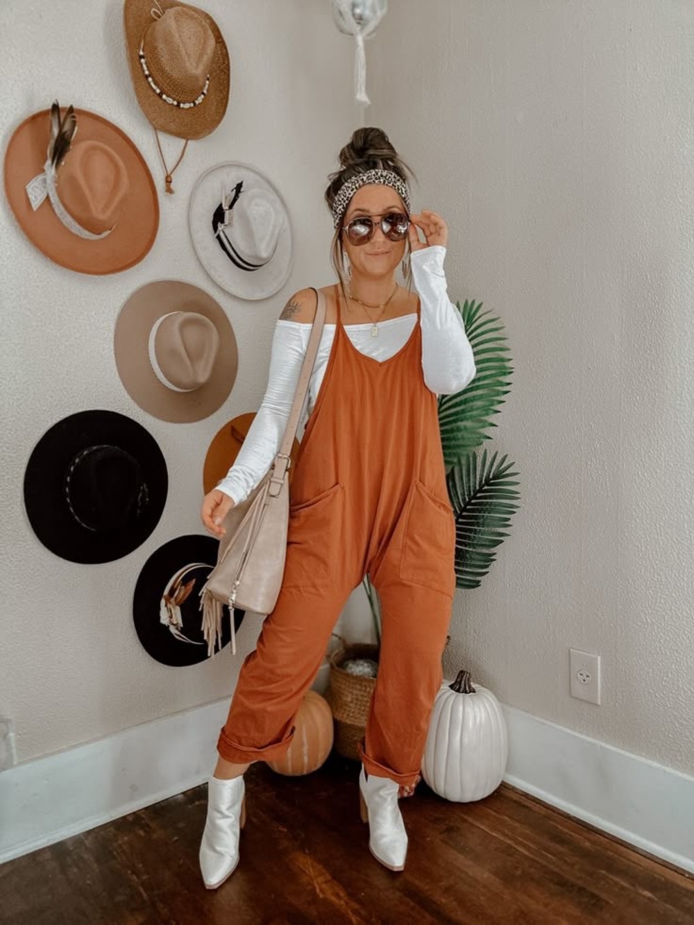 Light Blue Cotton-Blend Jumpsuit Overalls - Picture 6 of 6